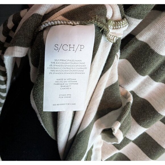 Cabi Playoff Hooded Blouse Lightweight Green and White Striped Hoodie Style 5731 - Picture 8 of 10